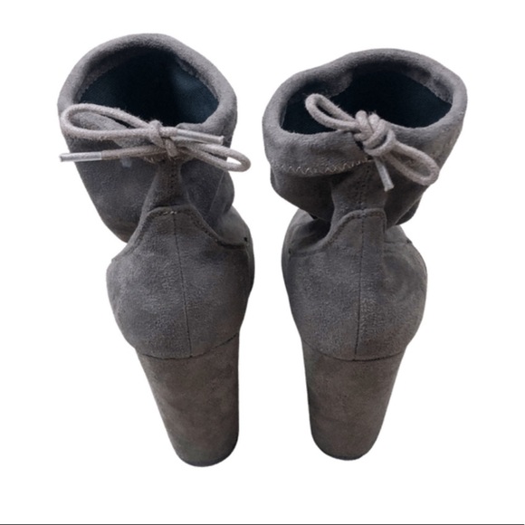 ASOS Public Desire Jenna Tie Back Brown Heeled Women’s Suede Ankle Booties Boot - Picture 7 of 11